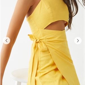 Forever 21 Wrap Cut Out Dress in Mustard